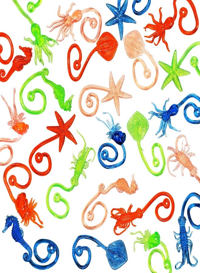 Glow Fever 24PCS Ocean Animal Sticky Hand Toys - Stretchy Rubber Party Favors for Kids, Classroom Prizes, Goodie Bag Stuffers - Image 2